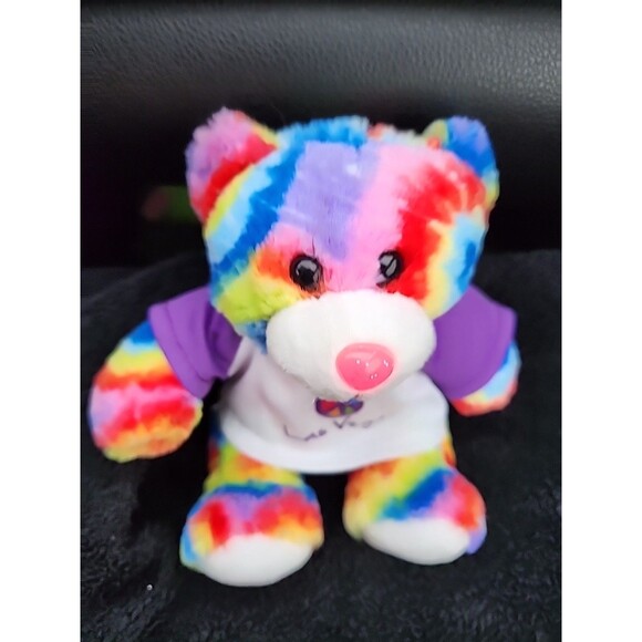Peace Pals Multi Color Bear With New Orleans Shirt, Stuffed Animal Tie Dye Toy - Picture 3 of 7